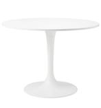 Witte ronde eettafel op 1 poot (diameter 103cm) - max 6 p., Ophalen, Zo goed als nieuw, Rond