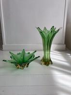 Murano vaas en schaal groen, Antiek en Kunst, Ophalen of Verzenden