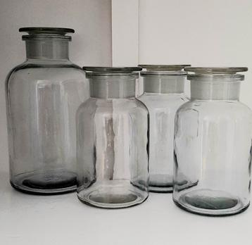 Pots a pharmacie anciens avec bouchons en verre (7), Enlèvement ou Envoi, Comme neuf