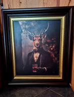 Kader met canvas van Hert met Gewei., 75 cm ou plus, Enlèvement, Utilisé, 50 à 75 cm