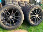 zwarte aluminium velgen + banden, Auto-onderdelen, Banden en Velgen, Ophalen, Zomerbanden, Band(en)