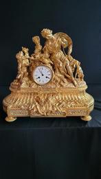 (17) Antieke Franse zware bronzen Pendule Regency-stijl 1860, Antiek en Kunst, Antiek | Klokken, Ophalen of Verzenden