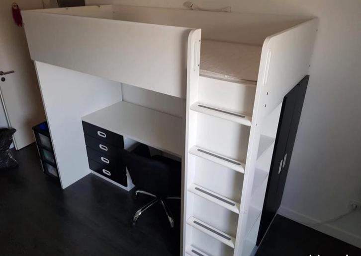 IKEA Smastad hoogslaper met kledingkast, planken en bureau, Huis en Inrichting, Slaapkamer | Stapelbedden en Hoogslapers, Ophalen