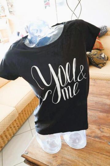 tof trendy zwart ‘You & Me’ T-shirt