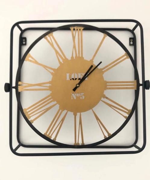 Horloge • Murale • Industriel • Décoration • Intérieure, Huis en Inrichting, Woonaccessoires | Klokken, Zo goed als nieuw, Wandklok