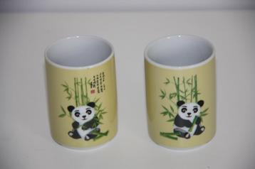 Schattige gele panda thee kopjes japanse stijl * 2 stuks beschikbaar voor biedingen
