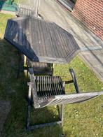 OPKLAPBAAR TWEE TEAK STOELEN EN OPKLAPBAAR TAFEL, Ophalen