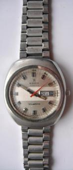Montre EDOX automatic Bluebird, bracelet acier original 1969, Utilisé, Enlèvement ou Envoi
