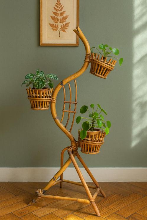 Prachtige vintage rotan slang, Tuin en Terras, Bloempotten, Gebruikt, Binnen, Balkon, Ophalen of Verzenden