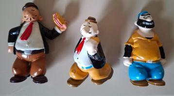 3 Vintage 'Popeye' figurines (Wimpy en Brutus) 1988/1993 beschikbaar voor biedingen