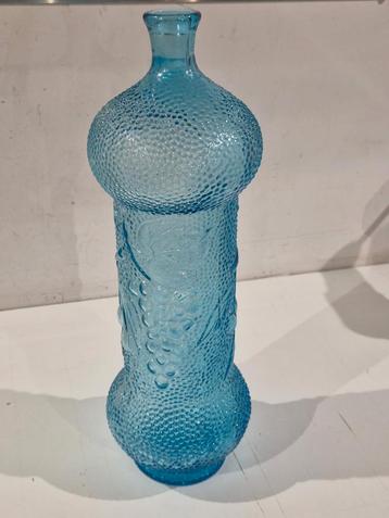 licht blauwe Mid-Century Empoli Glas Genie Decanter , 42 cm  beschikbaar voor biedingen