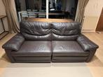 Canape 2 et 3 places en cuir brun foncé, Maison & Meubles, Canapés | Salons, Enlèvement, Utilisé, Cuir