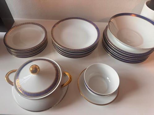 Schaller Bavaria porselein – Kobalt blauw & goud, Antiek en Kunst, Antiek | Servies compleet, Ophalen of Verzenden
