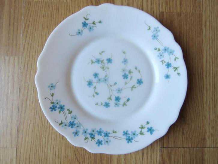 vintage arcopal assiette a dessert motifs myosotis veronica, Huis en Inrichting, Keuken | Servies, Zo goed als nieuw, Bord(en)