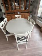 Te koop : uitschuifbare eettafel +6 stoelen met kussens, Ophalen, Gebruikt