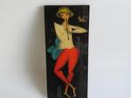 Vintage 60's wandpaneel Dame met fluit, Ophalen of Verzenden