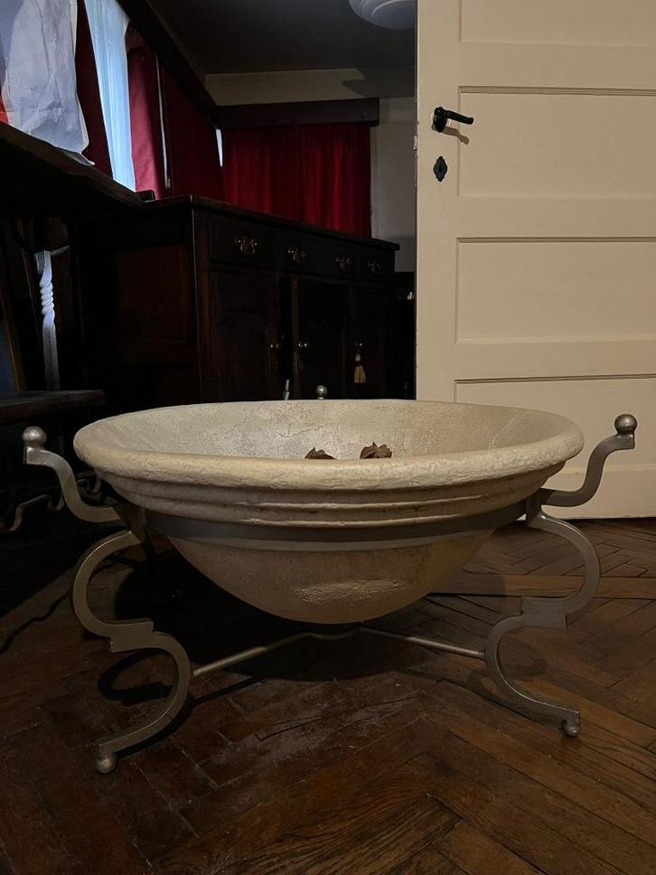 Salontafel, Huis en Inrichting, Tafels | Salontafels, Gebruikt, Minder dan 50 cm, 50 tot 100 cm, 50 tot 100 cm, Rond, Glas, Metaal
