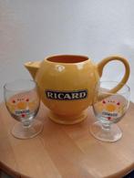 Ricard glazen 2 met grote zon en 1 liter Kan in ceramiek, Verzamelen, Nieuw, Ophalen of Verzenden, Waterglas