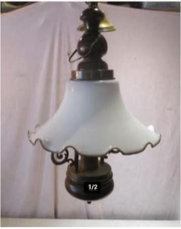 Mooie Retro Hanglamp in porselein hout en metaal - 50cm beschikbaar voor biedingen