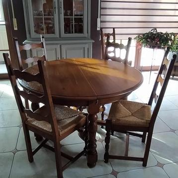 Table et chaises chêne, Enlèvement, Utilisé, 4 à 6 chaises