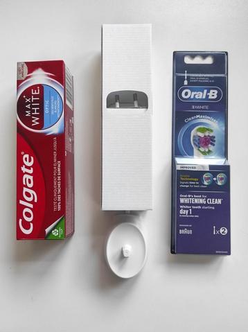 Oral-B Chargeur + 2 brossettes 3DWhite + Dentifrice Colgate  beschikbaar voor biedingen