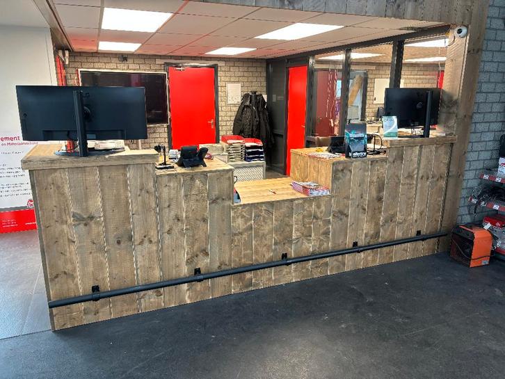 Unieke receptiebalie van steigerhout in elke maat en vorm, Maison & Meubles, Armoires | Dressoirs, Neuf, Enlèvement