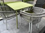 Tuinset - metalen tafel + 4 stoelen incl. kussens, Ophalen, Nieuw, 4 zitplaatsen, Tuinset