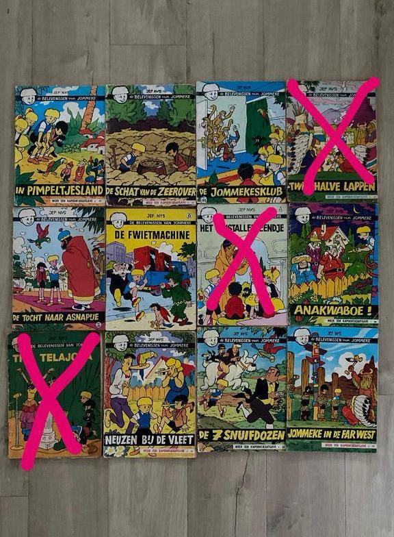 9 oude strips van Jommeke in zwart/wit, Boeken, Stripverhalen, Gelezen, Meerdere stripboeken, Ophalen of Verzenden