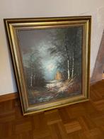 Groot schilderij , met fazant en bos tafereel, Antiek en Kunst, Ophalen
