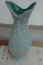 SALE Retro groene a -symetrische vaas met witte craquelee, Enlèvement ou Envoi