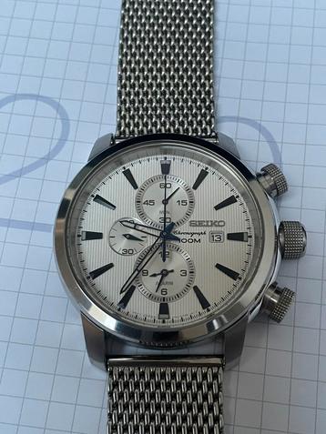 Prachtige Nieuwstaat Vintage Seiko Chronograph+nieuw bandje, Montre-bracelet, Seiko, Enlèvement, Acier