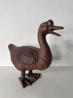 canard en bronze 24 x 23 cm, Animal, Utilisé, Enlèvement ou Envoi, Métal
