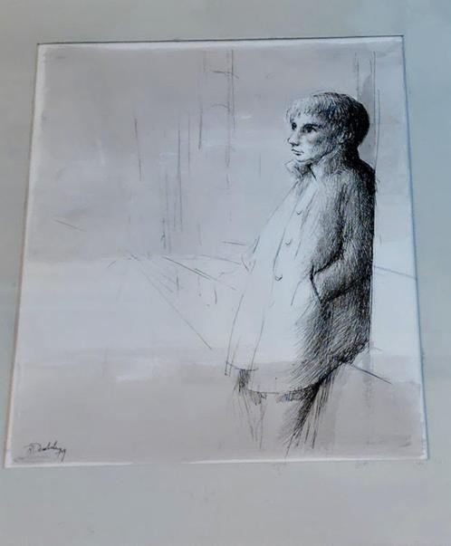 Devolder Roland - Lavis - "l'attente", Antiek en Kunst, Kunst | Schilderijen | Modern, Ophalen of Verzenden