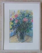 ALBERT DE DEKEN / ROOSJES / ORIGINEEL WERK / 61x47cm / KADER, Ophalen of Verzenden