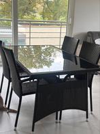 Tuin tafel en 4 stoelen, Ophalen, Gebruikt, Rechthoekig, Wicker