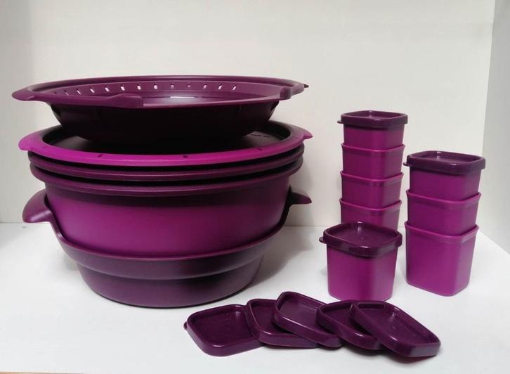 Tupperware™ « 101 Micro Gourmet + Inzet + Ramekins » paars, Huis en Inrichting, Keuken | Tupperware, Nieuw, Bak of Kom, Paars