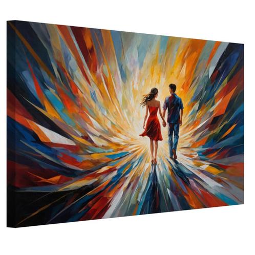 Couple amoureux dans un monde en explosion sur toile 60x40cm, Maison & Meubles, Accessoires pour la Maison | Peintures, Dessins & Photos