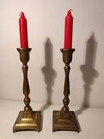 Paire de chandeliers anciens, bougies en cuivre, Enlèvement ou Envoi