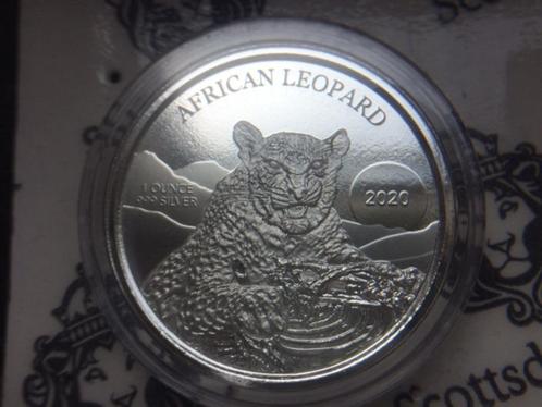 2020 Ghana - African Leopard - 1 oz silver, Timbres & Monnaies, Monnaies | Afrique, Monnaie en vrac, Autres pays, Argent, Enlèvement ou Envoi