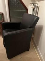 2 zwarte leren stoelen, Huis en Inrichting, Stoelen, Ophalen, Gebruikt, Twee, Zwart