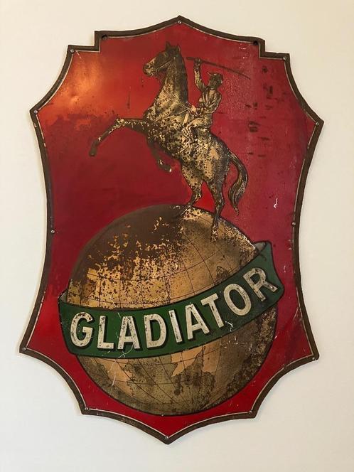 Gladiator reclamebord geen Emaille , zeer zeldzaam, Collections, Marques & Objets publicitaires, Utilisé, Panneau publicitaire