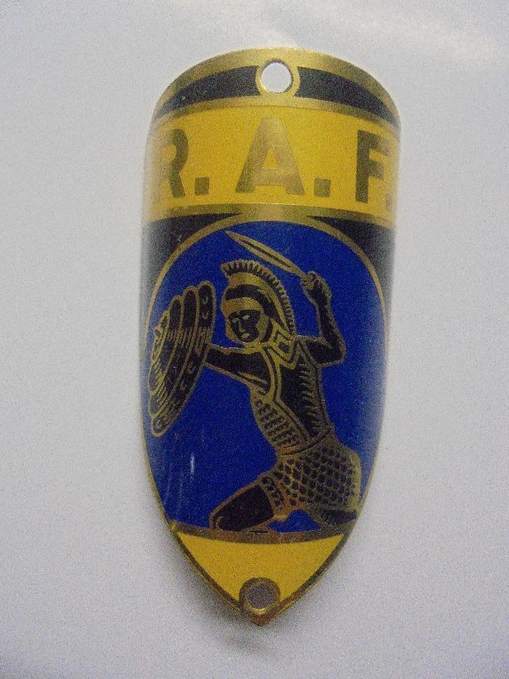 fietsplaat R.A.F. krijger nieuwstaat balhoofdplaatje kopmerk, Antiek en Kunst, Curiosa en Brocante, Ophalen of Verzenden