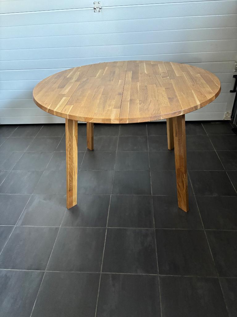 Woood disc eettafel 120cm, Ophalen, Zo goed als nieuw, Rond