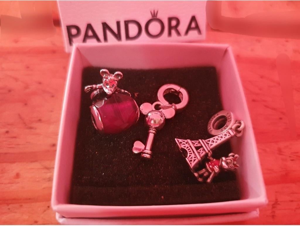 Lot de 3 Mickey & Minnie  pr Pandora, Enlèvement ou Envoi, Argent, Pandora