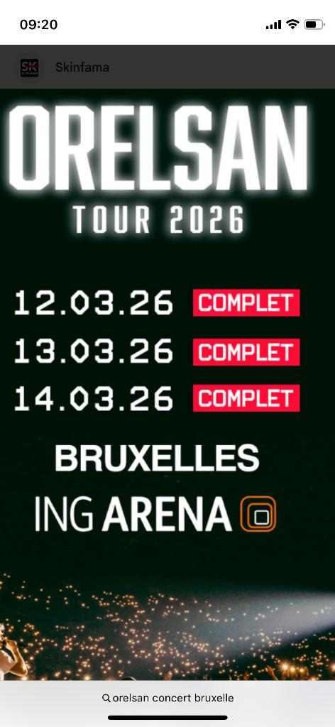 Orelsan donderdag 12 maart 2026. Ing Arena, Maart