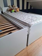 Eenpersoonsbedden (bed + uittrekbaar bed + 2 lades + 2 matra, Huis en Inrichting, Ophalen, Gebruikt, 90 cm, Eenpersoons