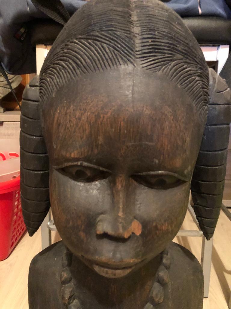 Afrikaans beeld, totem en potje, Ophalen, Hout, Beeld