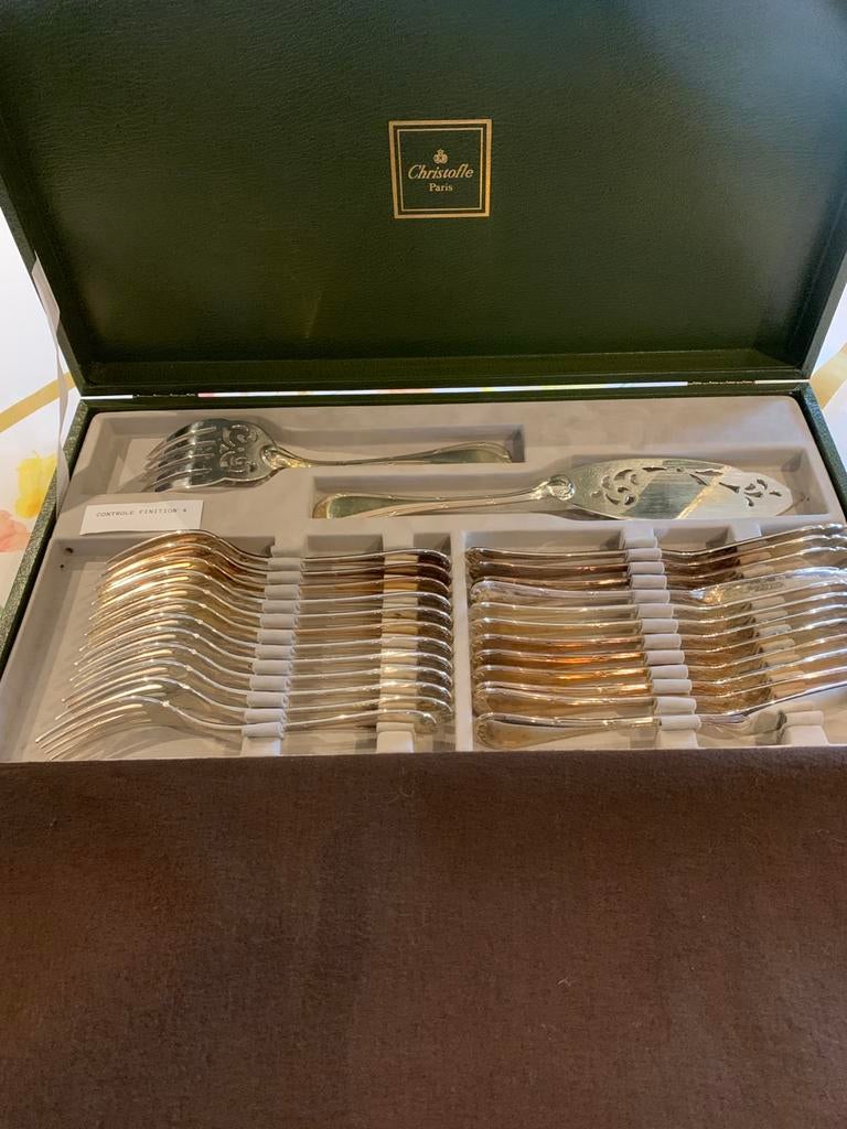 Christoffle visbestek, Huis en Inrichting, Keuken | Bestek, Ophalen, Zo goed als nieuw, Zilver, Bestekset
