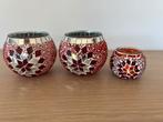 3 glazen potjes theelichtjes in te zetten, Ophalen, Zo goed als nieuw
