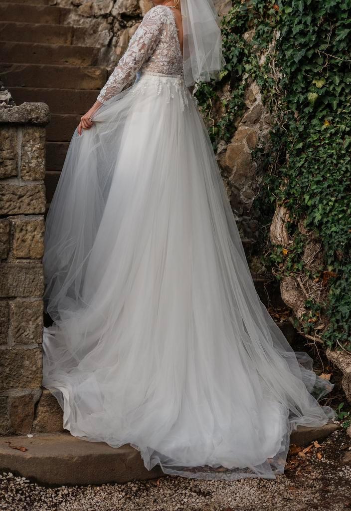 Trouwjurk Adriana Alier maat 38, Kleding | Dames, Trouwkleding en Trouwaccessoires, Zo goed als nieuw, Trouwjurk, Overige kleuren